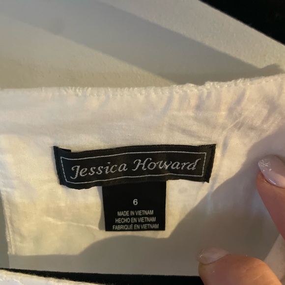 Jessica Howard Eyelet Dress 100% Cotton Bell-Sleeve Size 6 - Picture 3 of 6